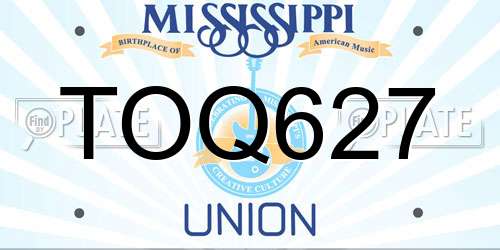 TOQ627 Mississippi License Plate