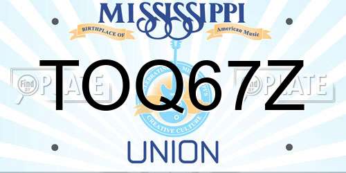 TOQ67Z Mississippi License Plate