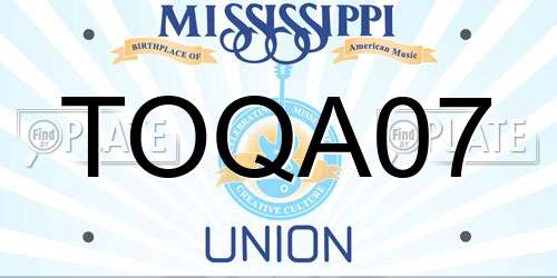 TOQA07 Mississippi License Plate