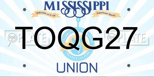 TOQG27 Mississippi License Plate