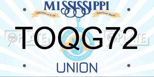 TOQG72 Mississippi License Plate