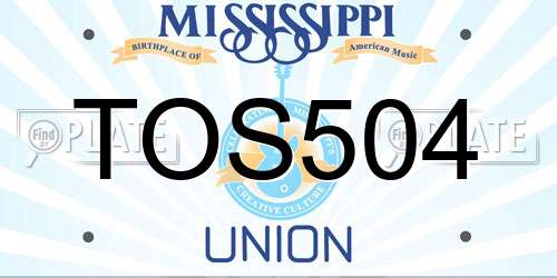 TOS504 Mississippi License Plate
