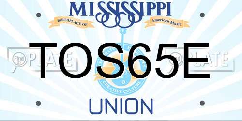 TOS65E Mississippi License Plate