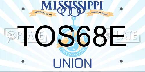 TOS68E Mississippi License Plate
