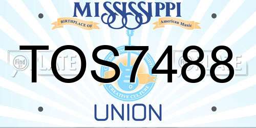 TOS7488 Mississippi License Plate