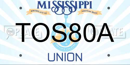 TOS80A Mississippi License Plate