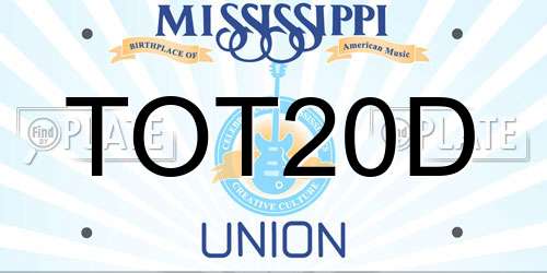 TOT20D Mississippi License Plate