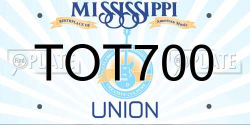 TOT700 Mississippi License Plate