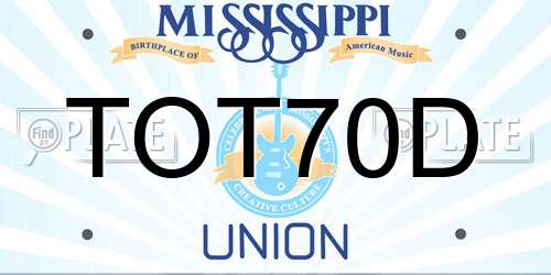 TOT70D Mississippi License Plate
