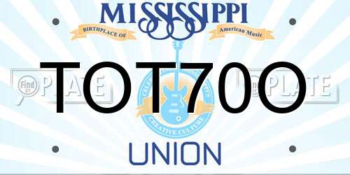 TOT70O Mississippi License Plate
