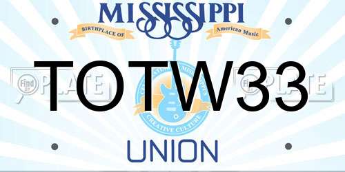 TOTW33 Mississippi License Plate