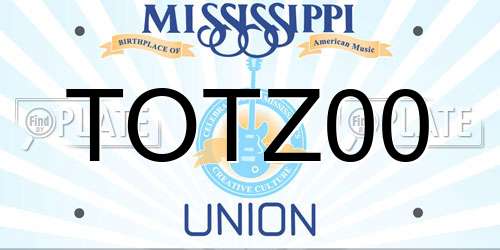 TOTZ00 Mississippi License Plate