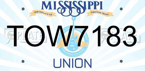 TOW7183 Mississippi License Plate
