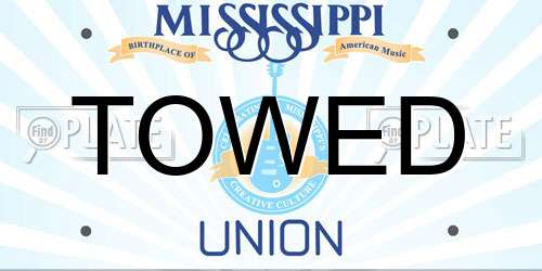 TOWED Mississippi License Plate