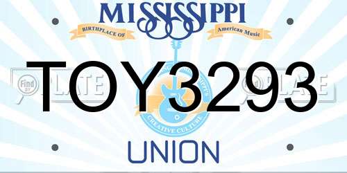 TOY3293 Mississippi License Plate