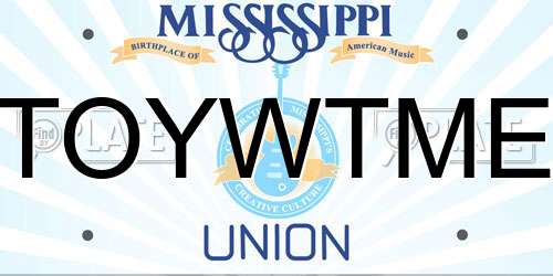 TOYWTME Mississippi License Plate