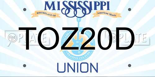 TOZ20D Mississippi License Plate