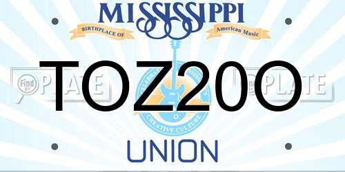 TOZ20O Mississippi License Plate