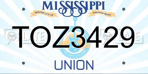 TOZ3429 Mississippi License Plate