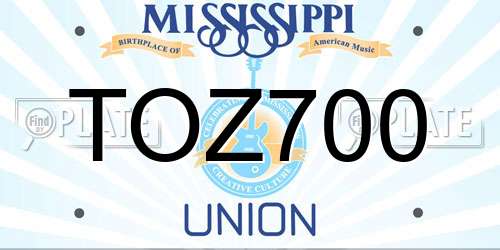 TOZ700 Mississippi License Plate