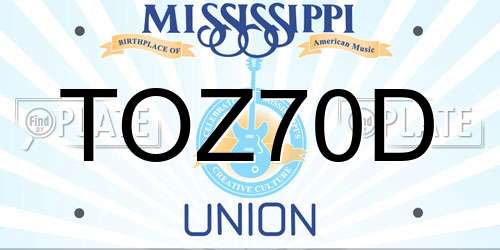 TOZ70D Mississippi License Plate