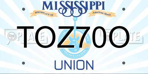 TOZ70O Mississippi License Plate