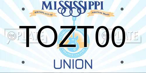 TOZT00 Mississippi License Plate