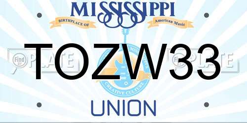 TOZW33 Mississippi License Plate