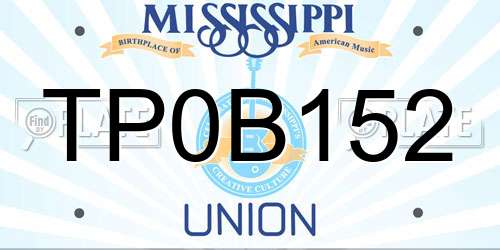 TP0B152 Mississippi License Plate