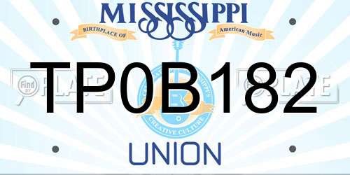 TP0B182 Mississippi License Plate