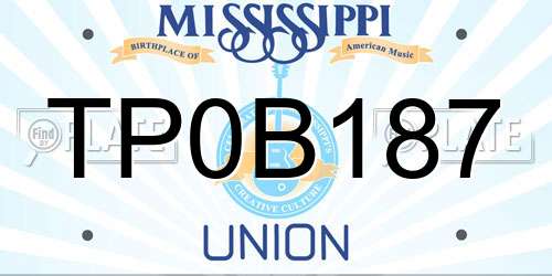 TP0B187 Mississippi License Plate