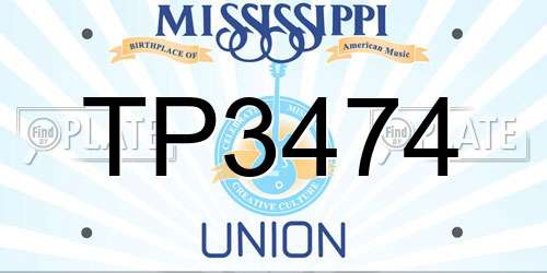 TP3474 Mississippi License Plate