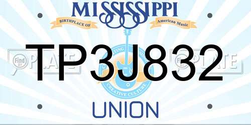 TP3J832 Mississippi License Plate