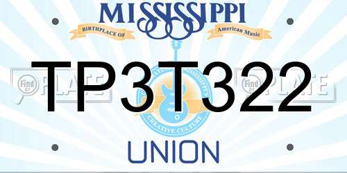 TP3T322 Mississippi License Plate