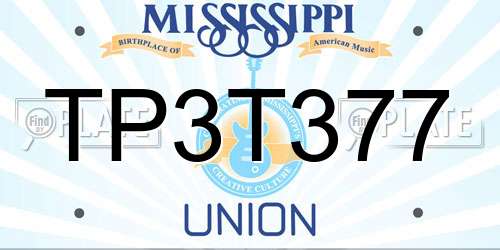 TP3T377 Mississippi License Plate