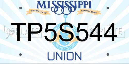 TP5S544 Mississippi License Plate