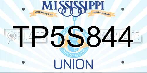TP5S844 Mississippi License Plate