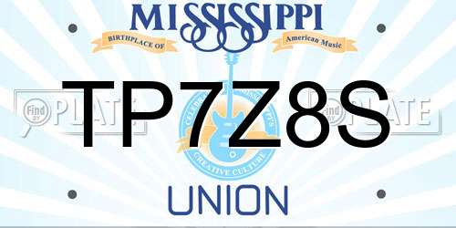 TP7Z8S Mississippi License Plate