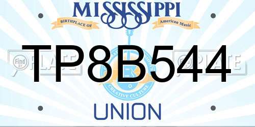 TP8B544 Mississippi License Plate