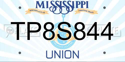 TP8S844 Mississippi License Plate