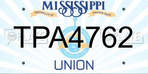 TPA4762 Mississippi License Plate