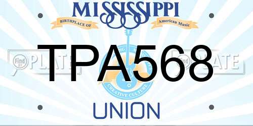TPA568 Mississippi License Plate