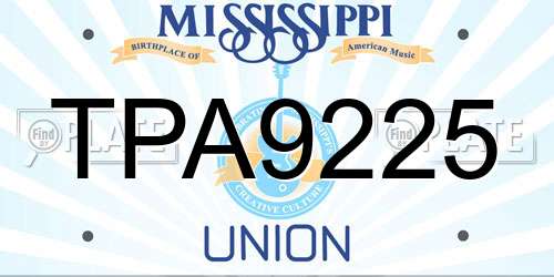 TPA9225 Mississippi License Plate