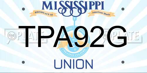 TPA92G Mississippi License Plate