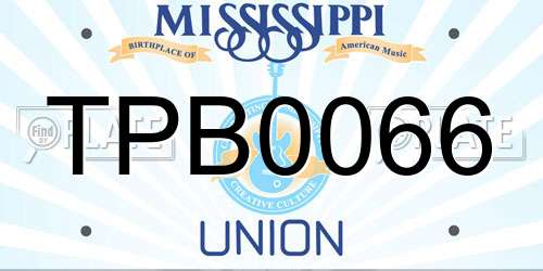 TPB0066 Mississippi License Plate