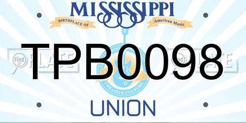 TPB0098 Mississippi License Plate