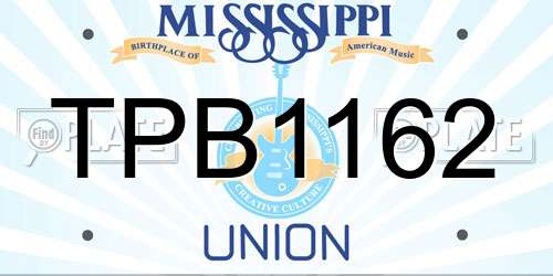 TPB1162 Mississippi License Plate