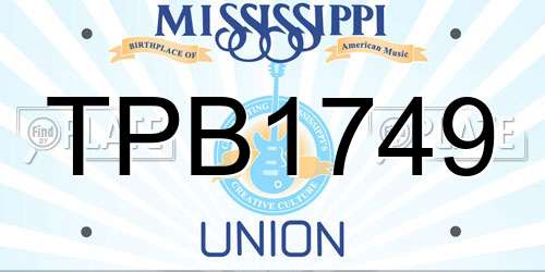 TPB1749 Mississippi License Plate