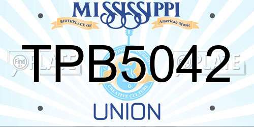 TPB5042 Mississippi License Plate
