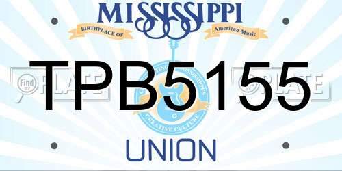 TPB5155 Mississippi License Plate